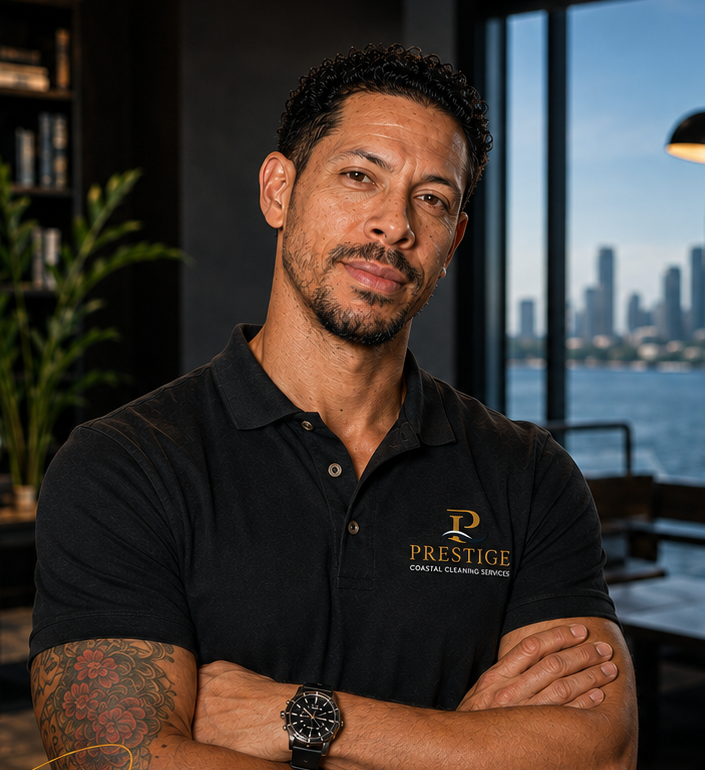 Willie Webb, U.S. Navy veteran and co-owner of Prestige Coastal Cleaning Services